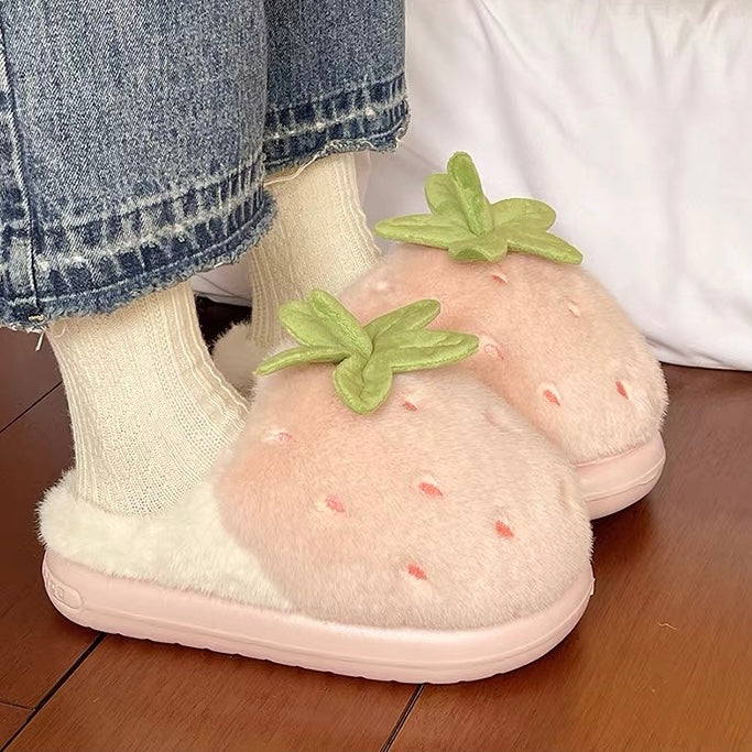 Strawberry Plush Slippers
