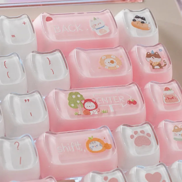 MAO Strawberry Milk Kitty Keycaps