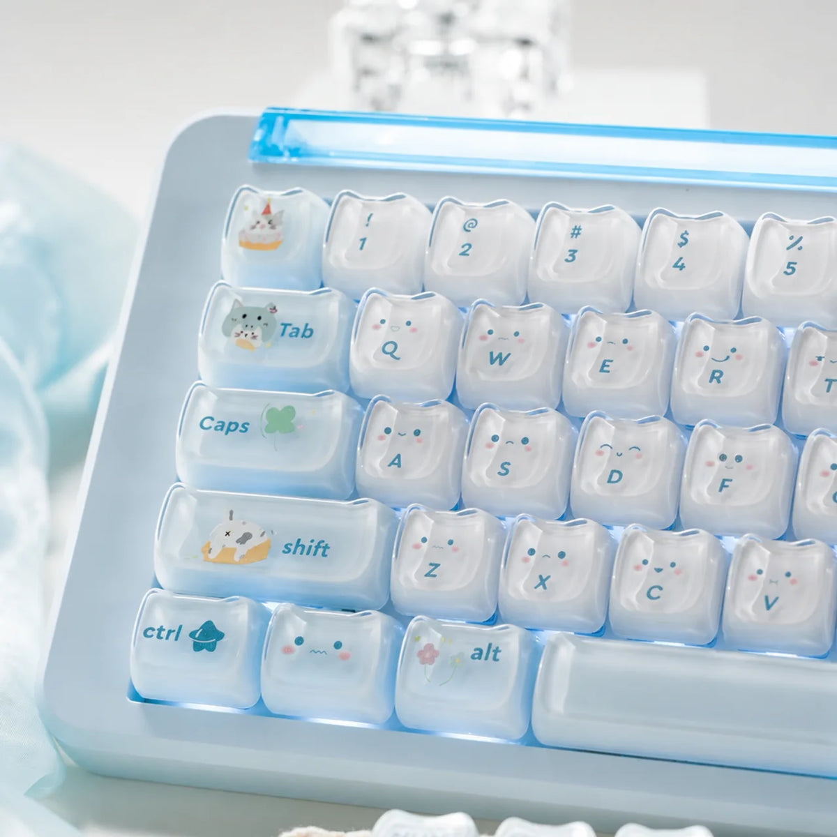 MAO Snow Blue Kitty Keycaps