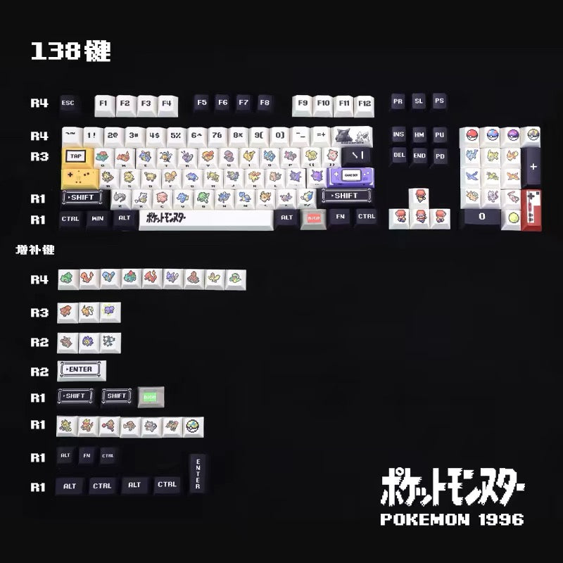 Retro Pixel Pokemon Keycaps