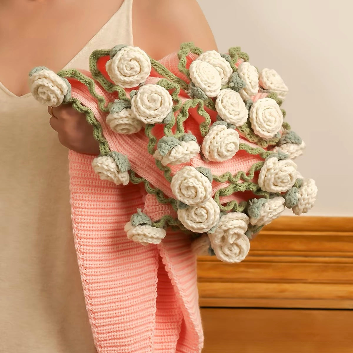 Premium Crochet Flower Bouquet Blanket Throw