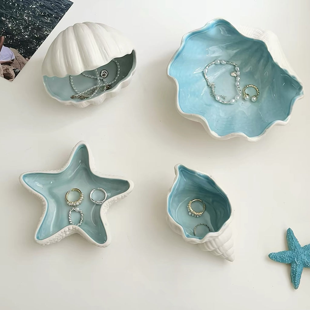 Sea Shell Ceramic Decorative Trinket Trays