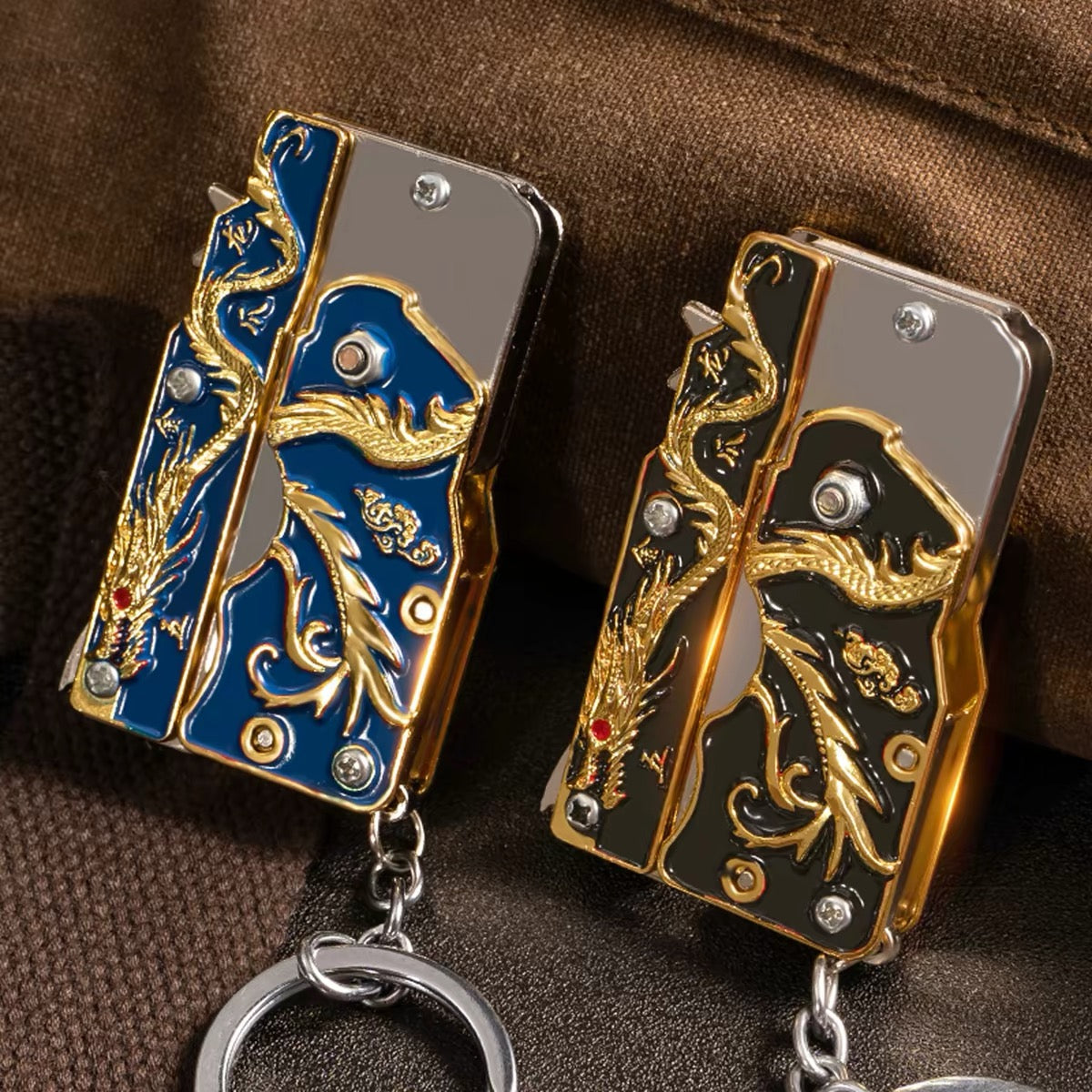 Foldable Mini Alloy Rubber Band Gun Toy Keychain