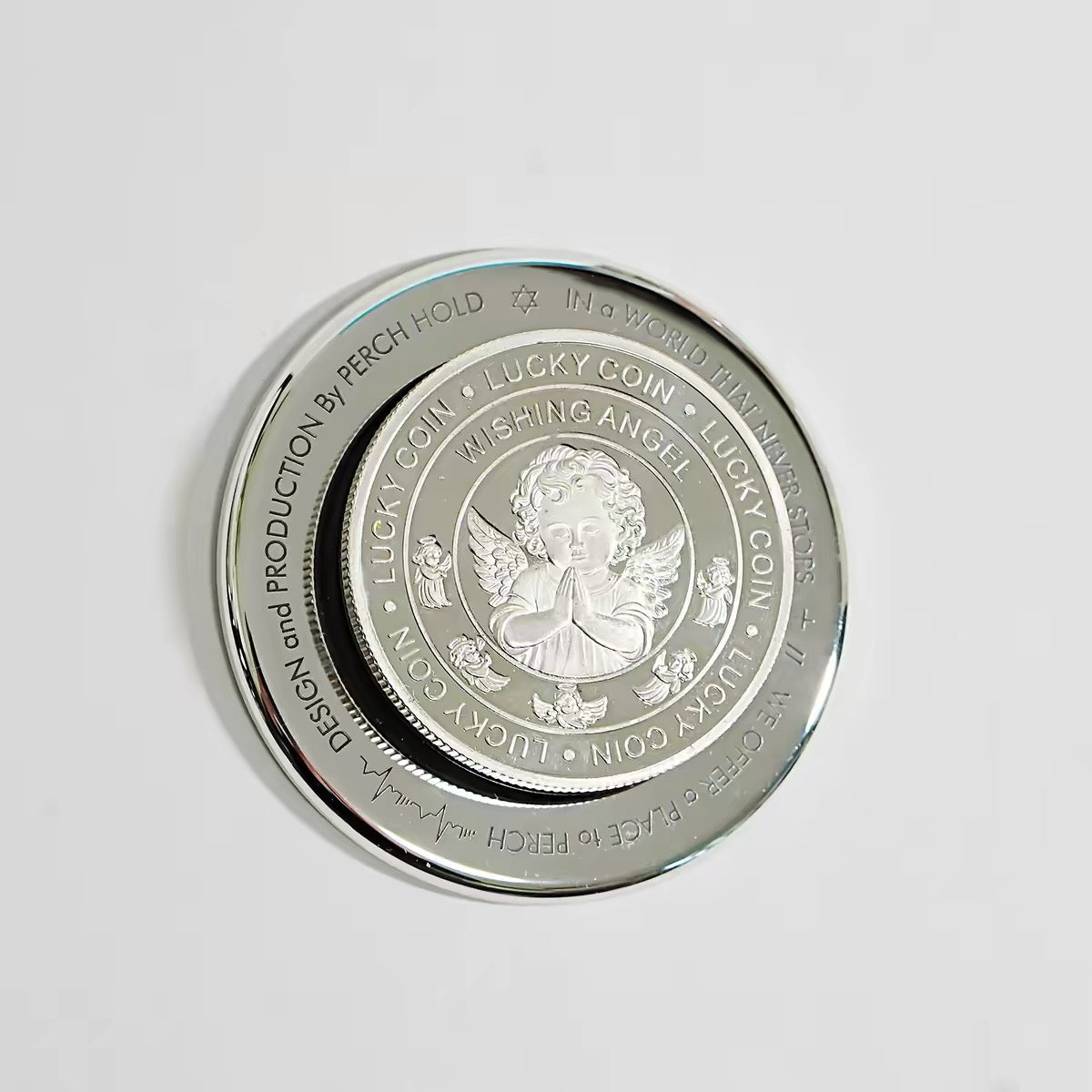 PERCH HOLD Cherub Angel Lucky Coin Magnetic Phone Grip