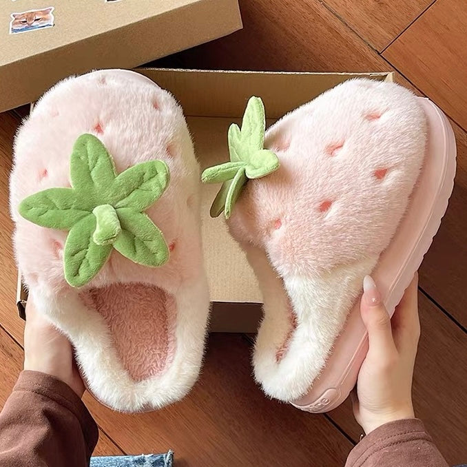 Strawberry Plush Slippers