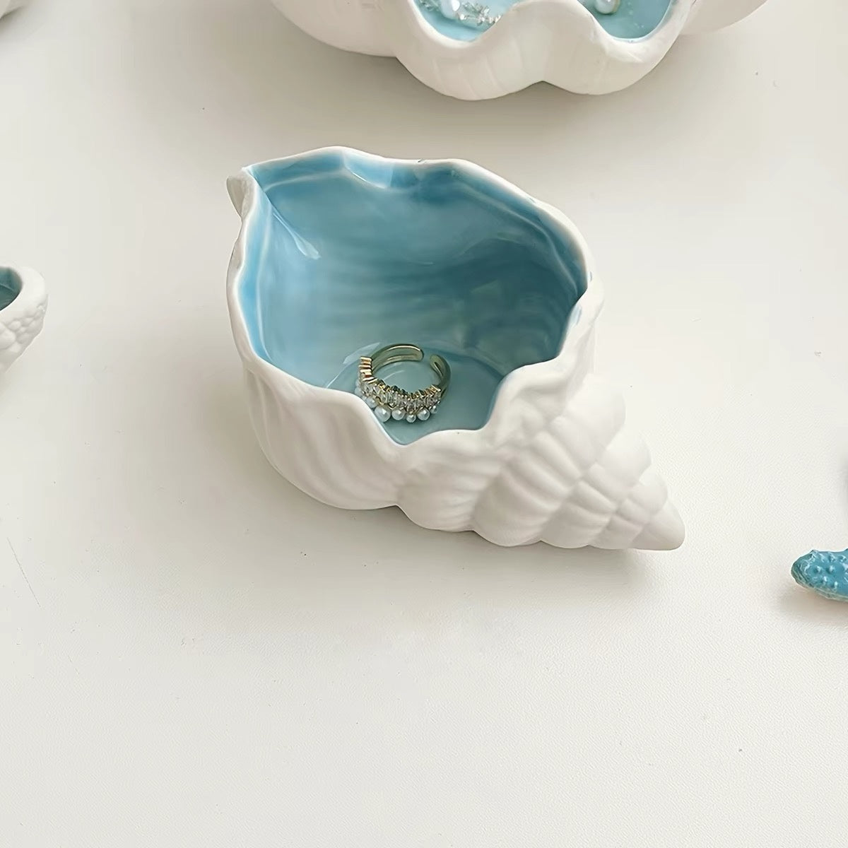 Sea Shell Ceramic Decorative Trinket Trays