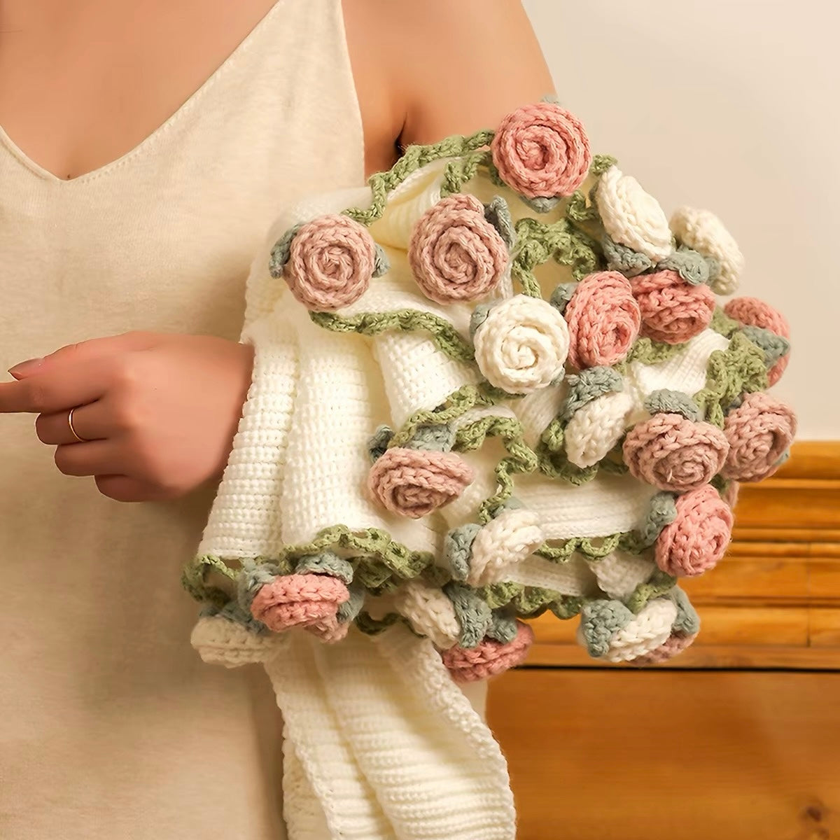 Premium Crochet Flower Bouquet Blanket Throw