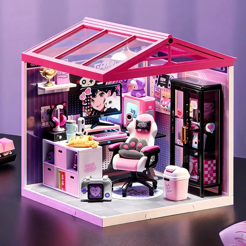 Girl Gamer Room DIY Diorama Kit