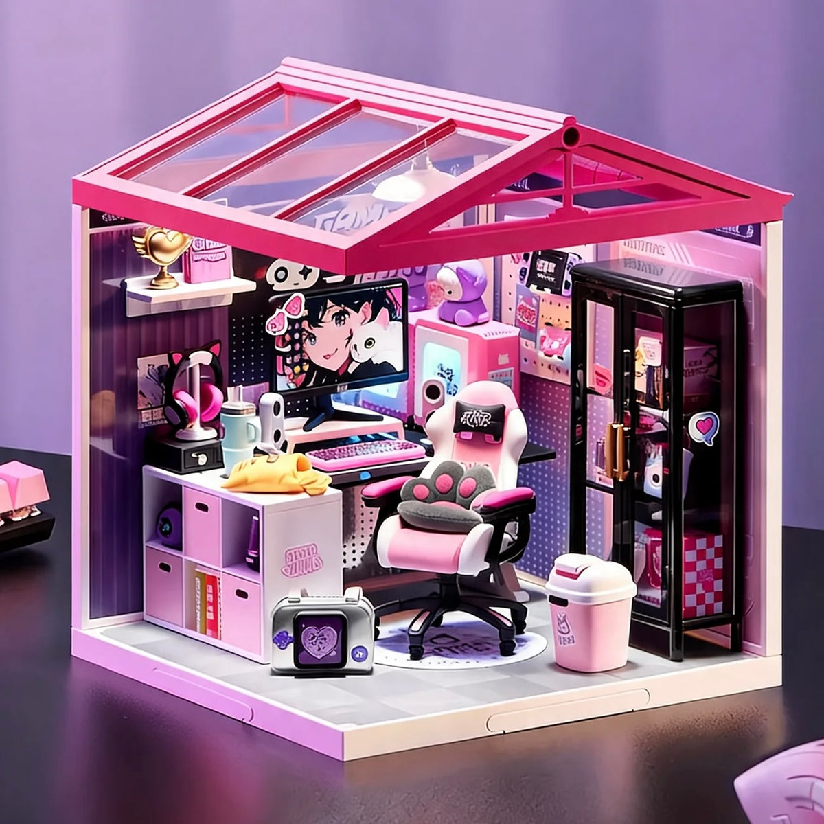 Girl Gamer Room DIY Diorama Kit