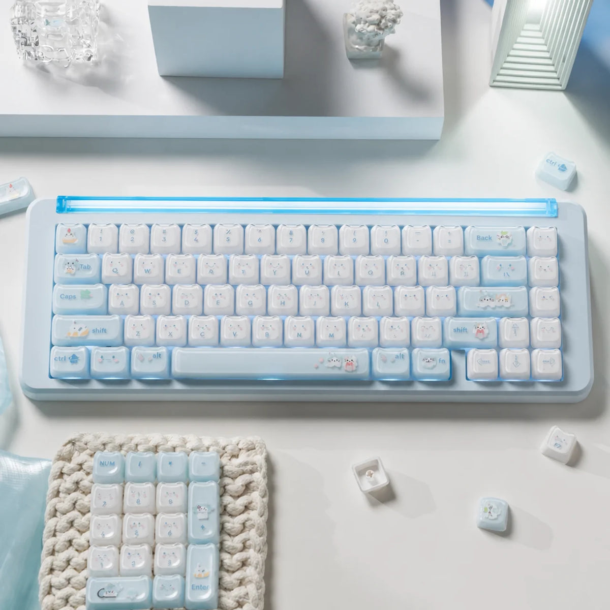 MAO Snow Blue Kitty Keycaps