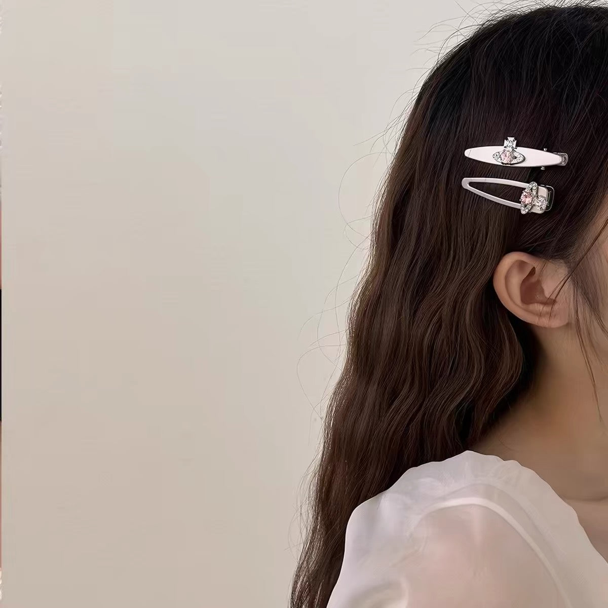 Saturn Orb Gem Motif Hair Clips