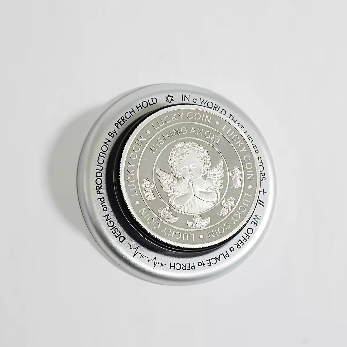 PERCH HOLD Cherub Angel Lucky Coin Magnetic Phone Grip