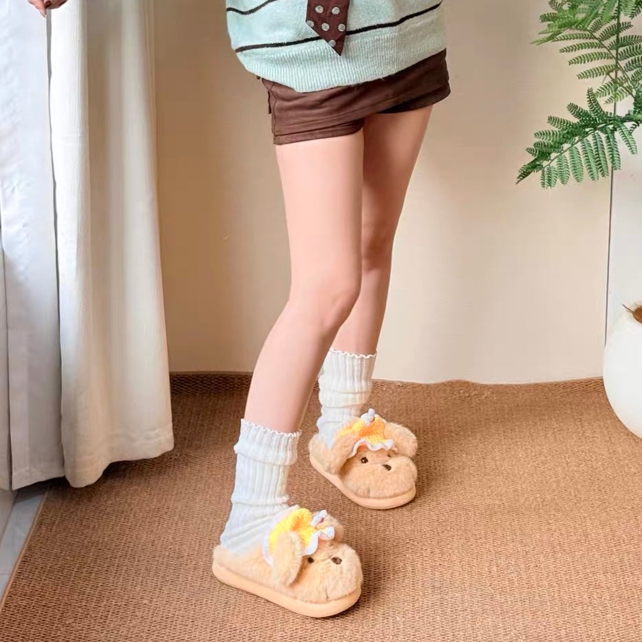 Daisy Puppy Plush Slippers