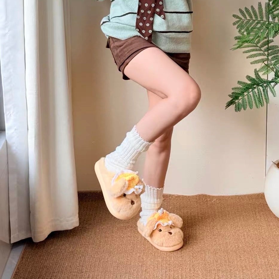 Daisy Puppy Plush Slippers