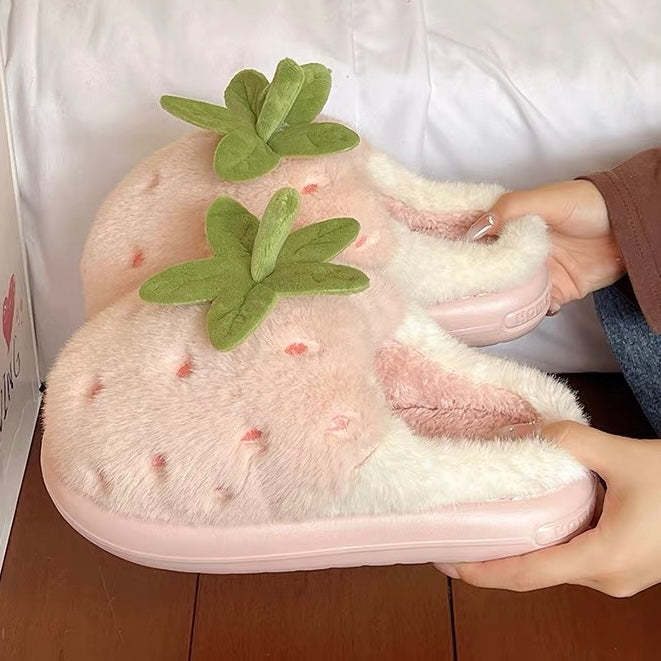Strawberry Plush Slippers