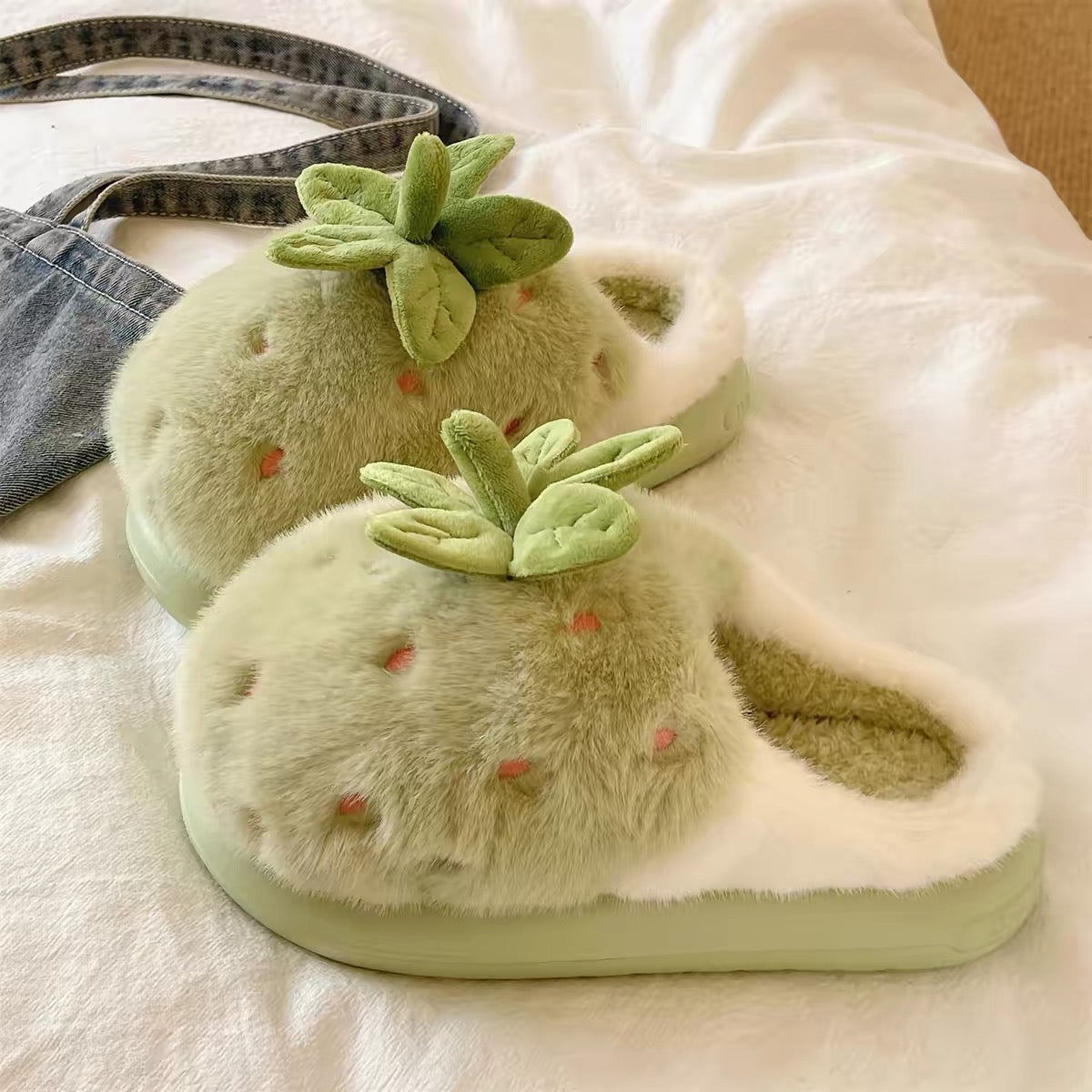 Strawberry Plush Slippers