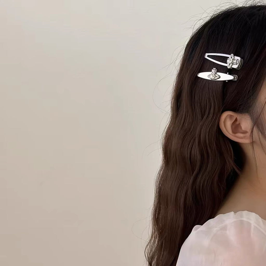 Saturn Orb Gem Motif Hair Clips