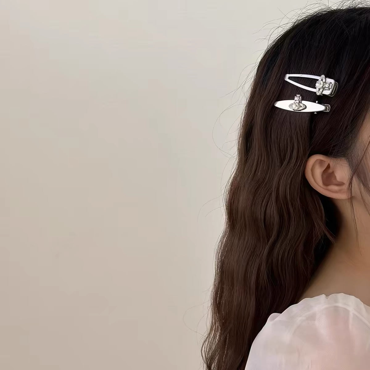 Saturn Orb Gem Motif Hair Clips