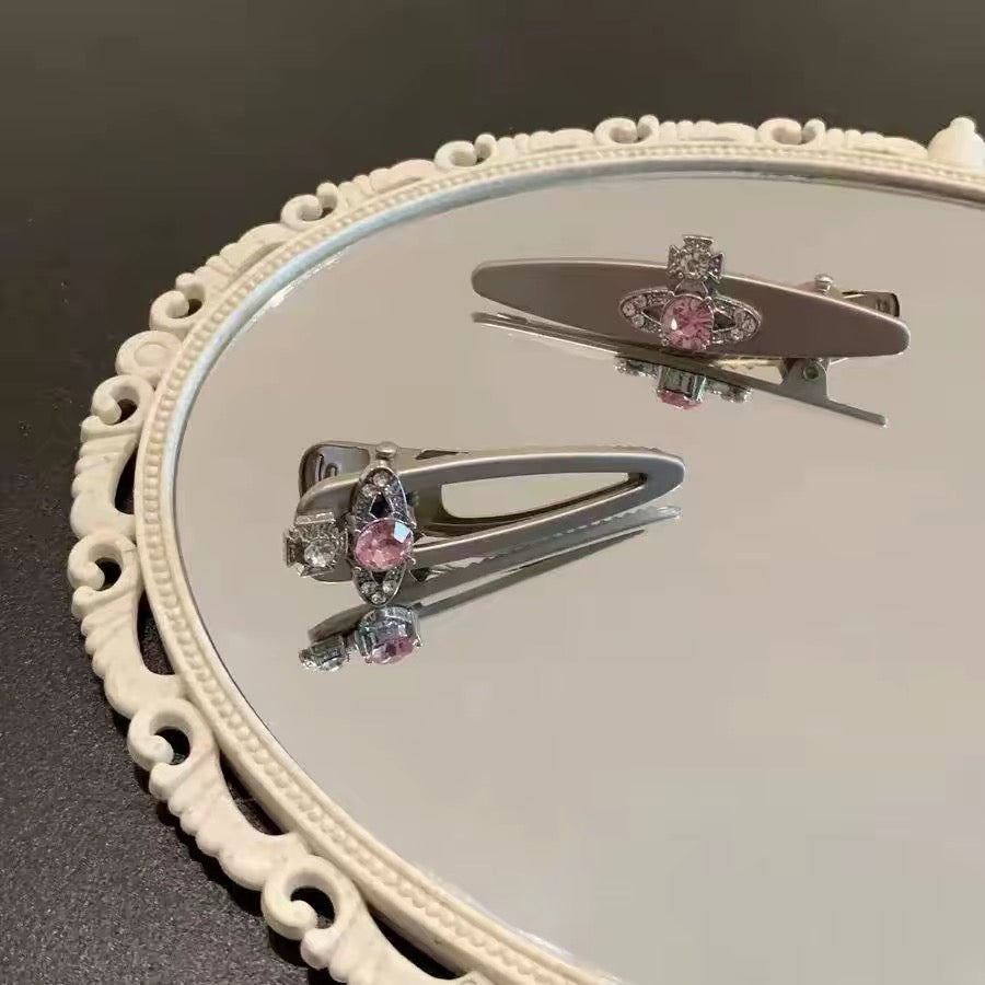 Saturn Orb Gem Motif Hair Clips