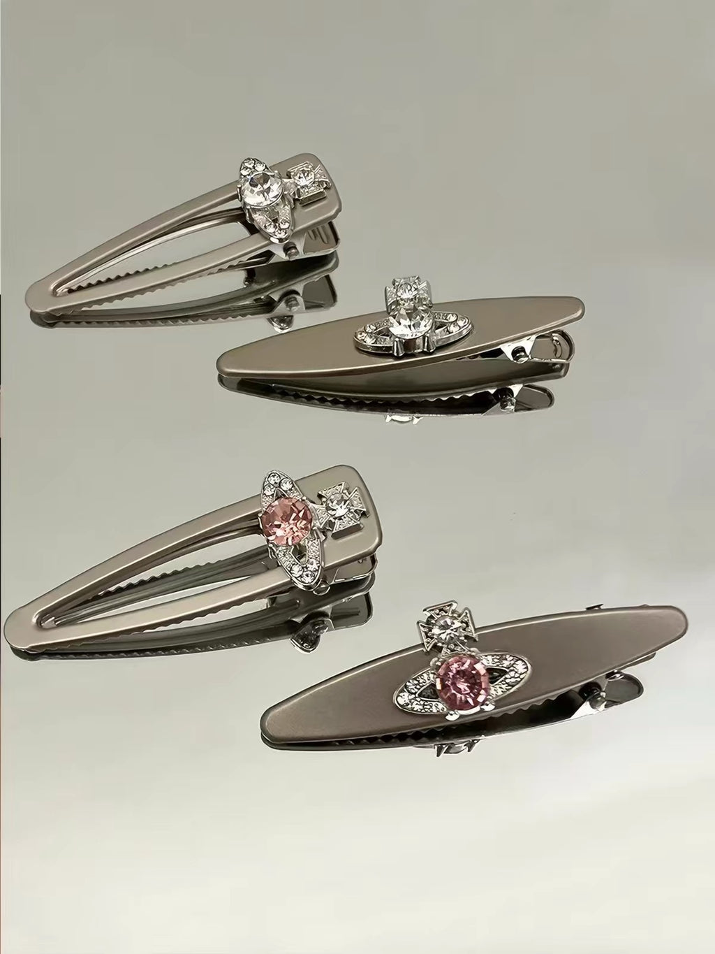 Saturn Orb Gem Motif Hair Clips