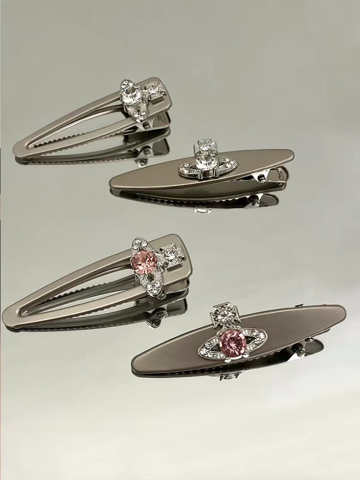 Saturn Orb Gem Motif Hair Clips